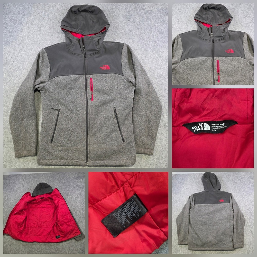 The North Face Gordon Lyons Jacket Mens Medium Gray Hooded Insulated Pockets